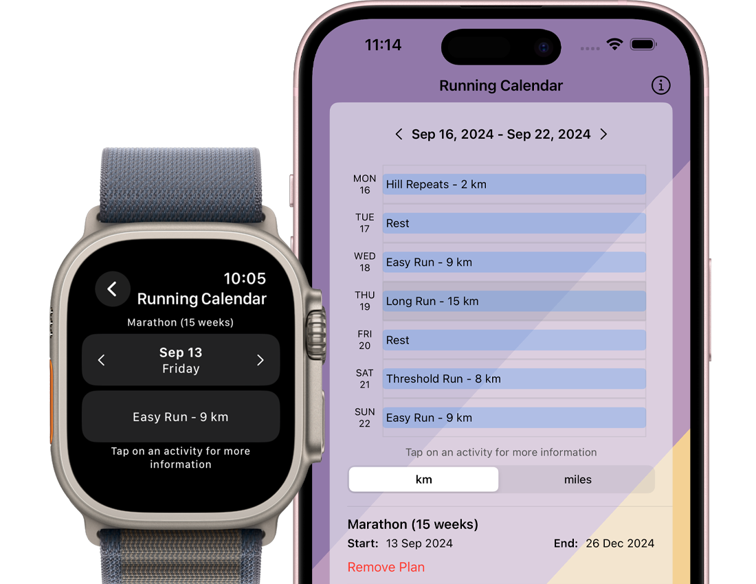 PaceMe training plans on iPhone and Apple Watch